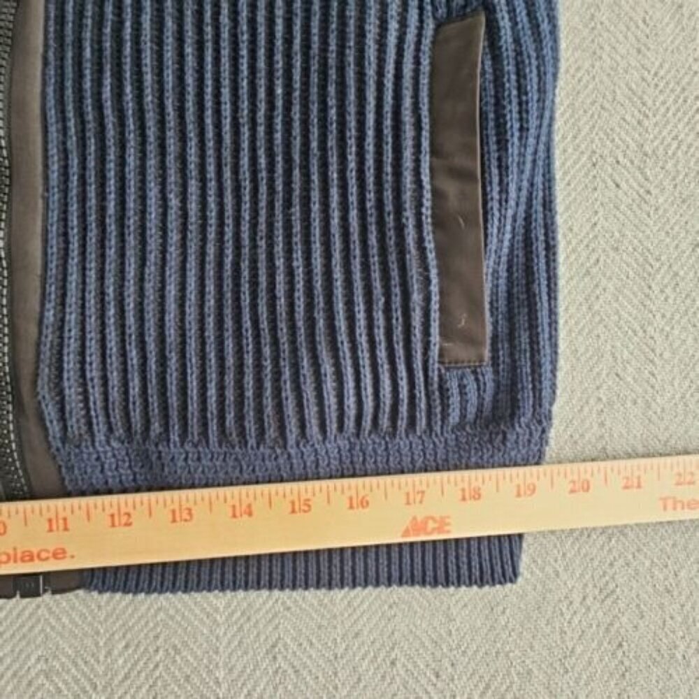 Calvin Klein Sweater Men's XL Cotton Full Zip Jacket Shoulder Patch BLUE - Picture 11 of 16